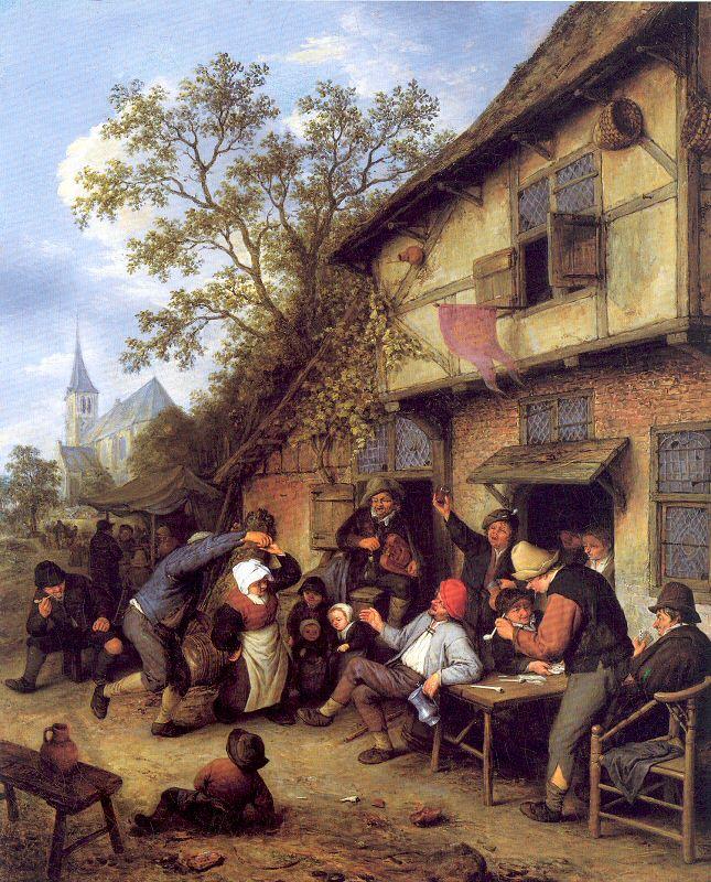 Ostade, Adriaen van Merrymaking Outside an Inn